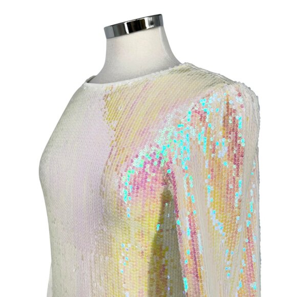 Allegra K Iridescent Sequin Long Sleeve Mini Dress White Size Medium NWT - Picture 5 of 15